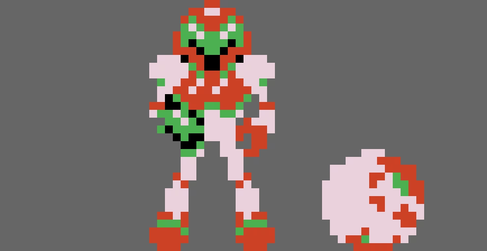 metroid 1 varia suit samus w morph ball form and background