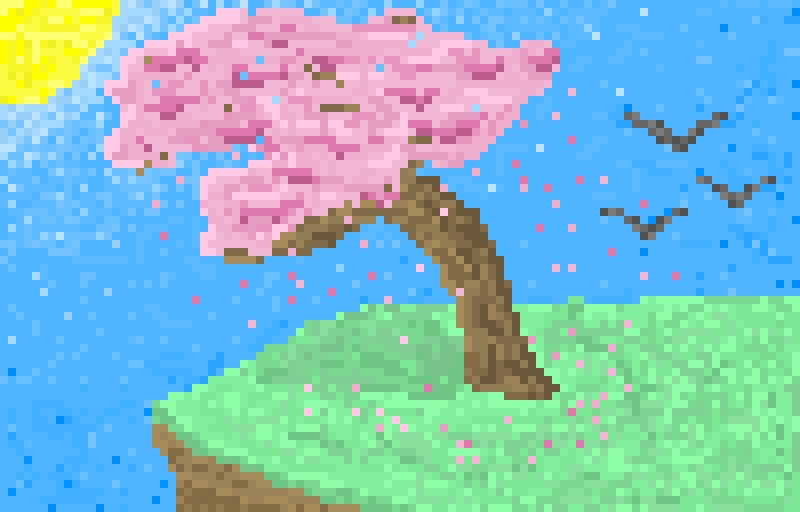 a cherry blossom tree just found a new way to pixel art