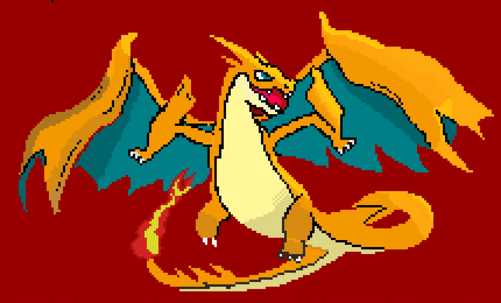 mega charizard y my final pixel art for the year and a goodbye in comments