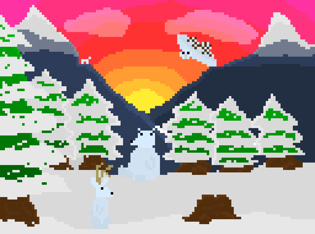 Snowy landscape with some little guys