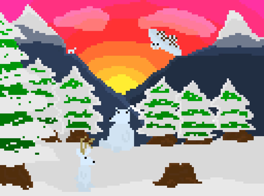 snowy landscape with some little guys