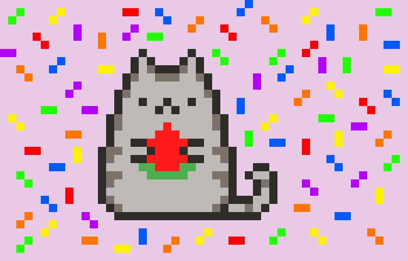 pusheen with a watermelon