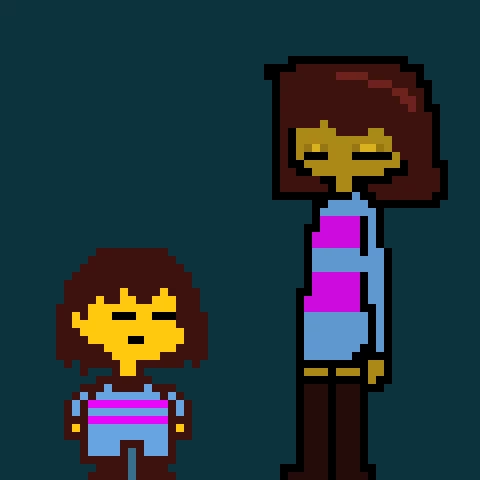 frisk meets adult frisk i would make a sans one but to lazy