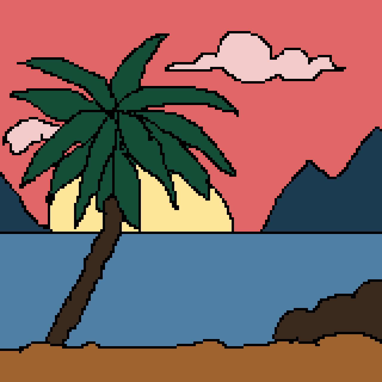 sunset pixel art process