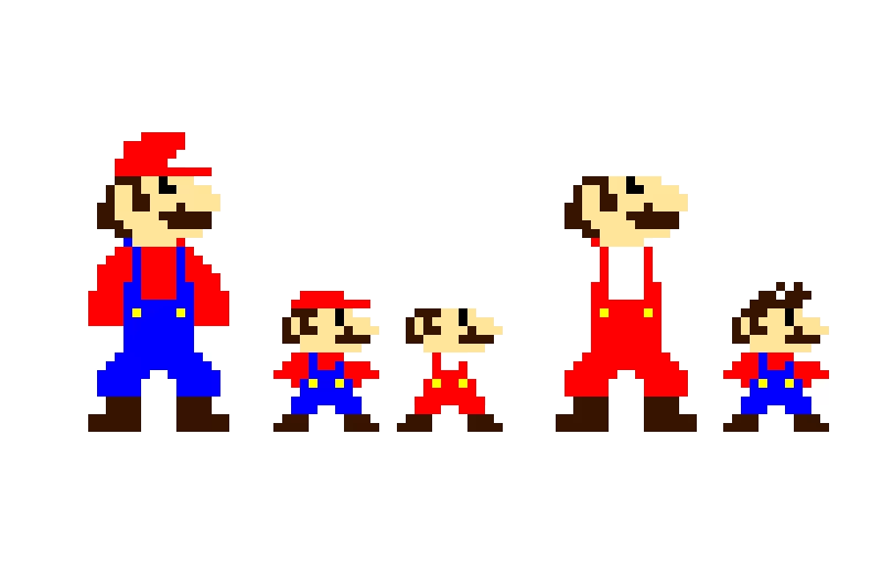 mario 1 sprites with modern colors