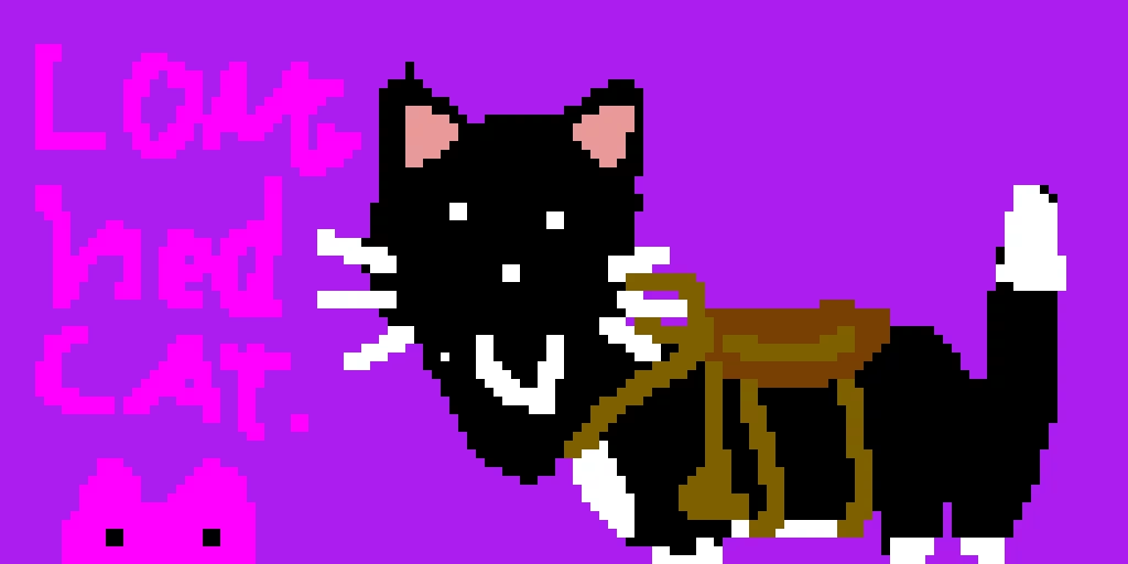 long head cat with saddle