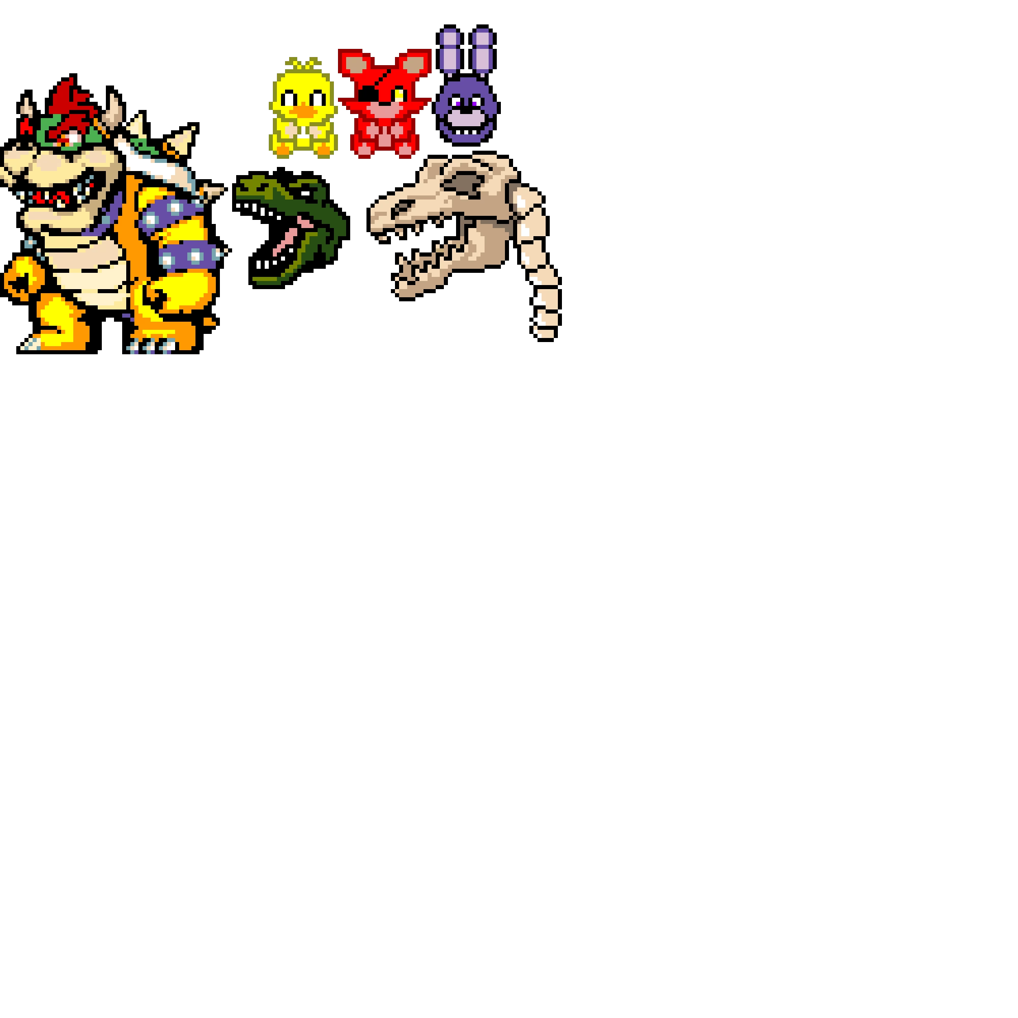 bowser dinosaur skeleton chica foxy and bonnie