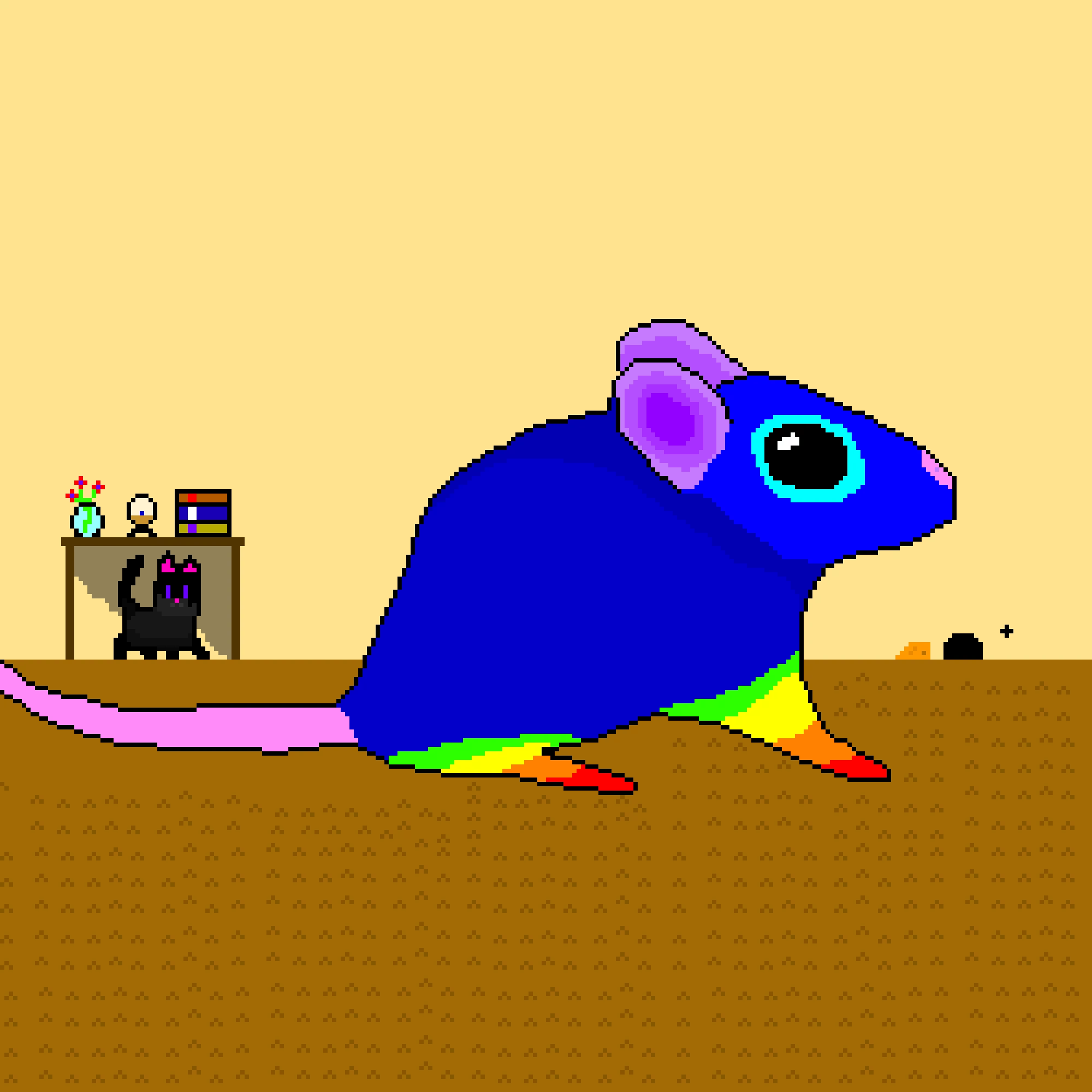 mouse in a house with a cat