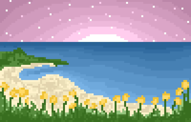 beach at pink sunset