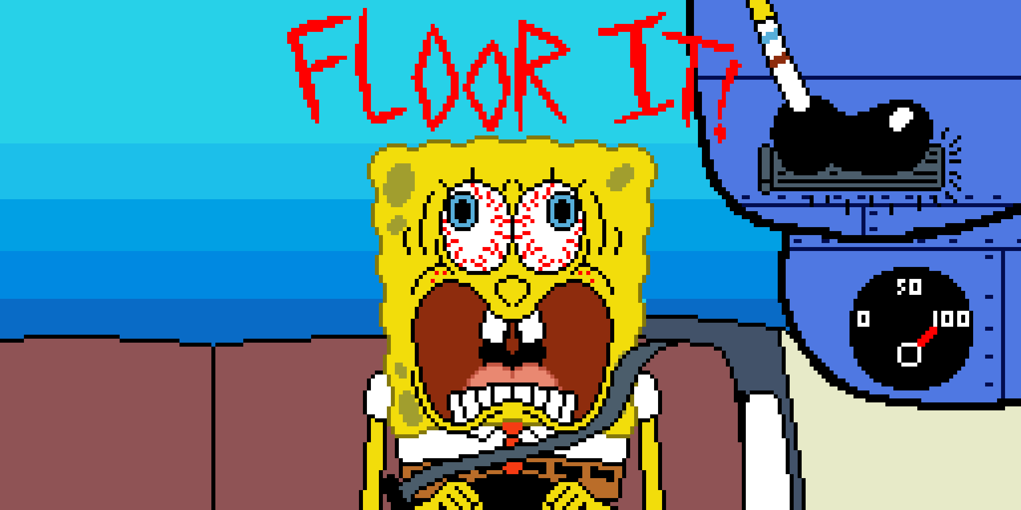 FLOOR IT SpongeBob didn t pass the boating test also 1 more pixel art until gone for now