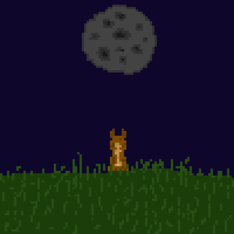 fox in grass moon