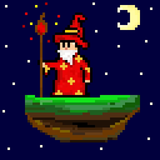 red wizard under the night sky