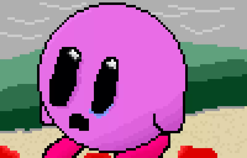 kirby dropped his hotdog