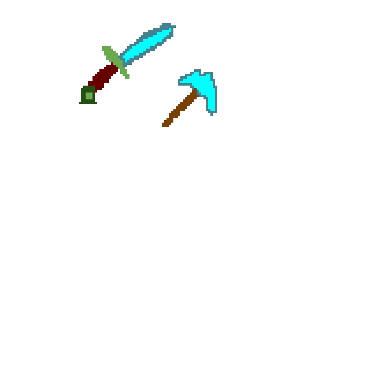 minecraft sword and pick axe
