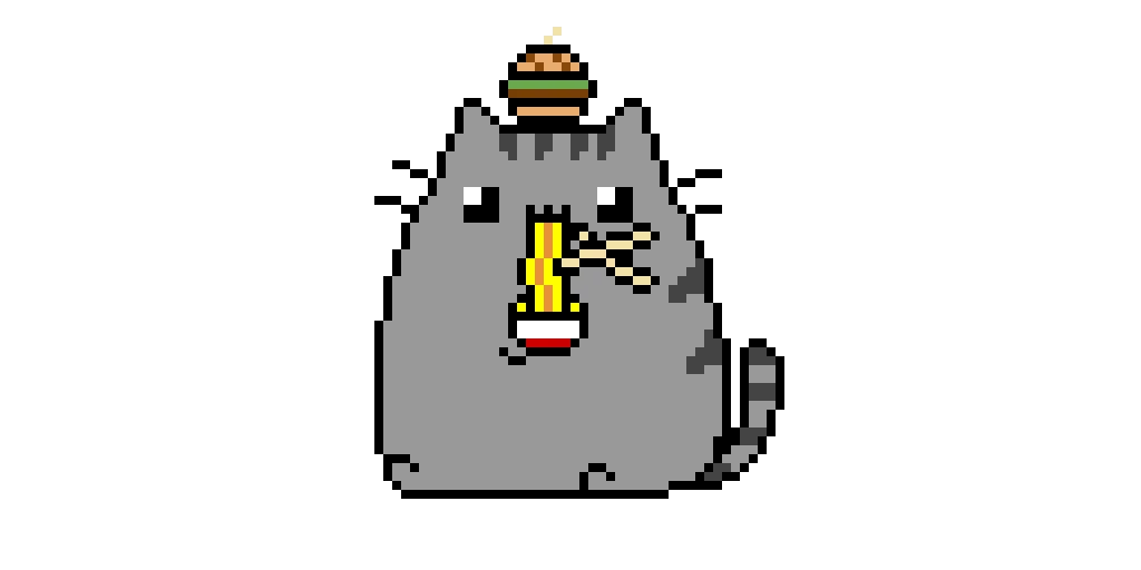 Ramen is yummy ( Pusheen eating ramen )