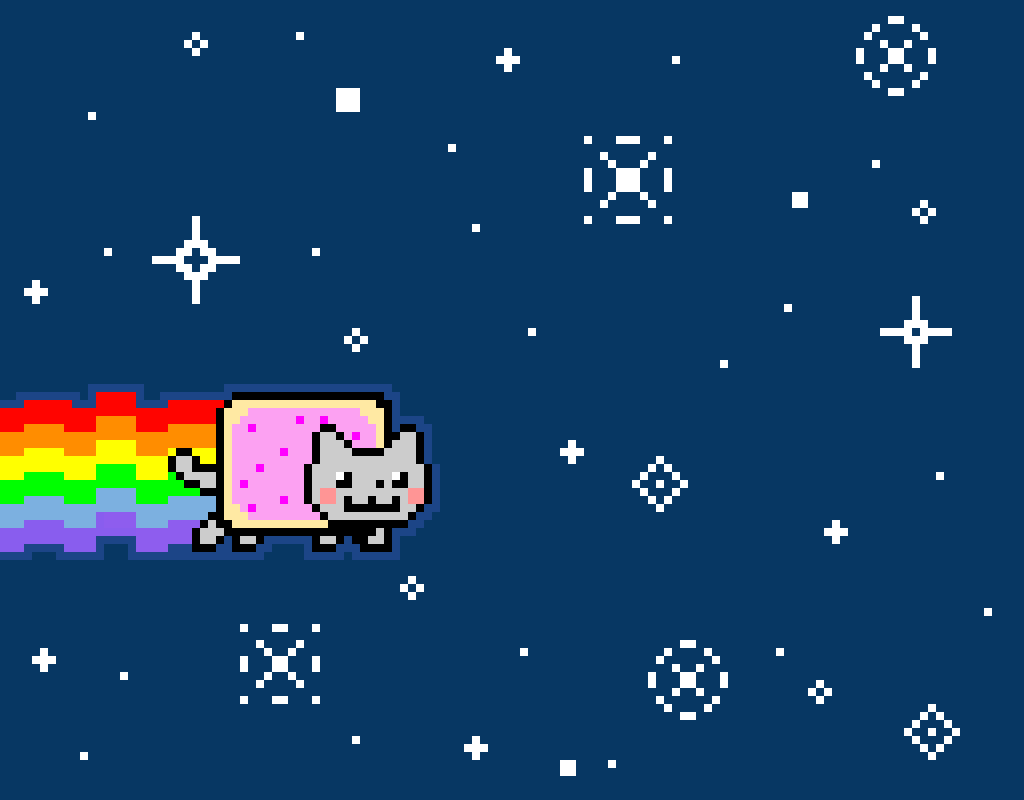 Nyan cat is telling you to be a star pixel art