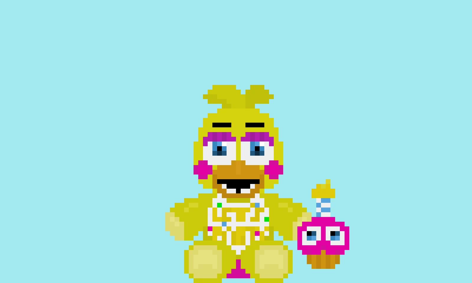toy chica plush with toy cupcake plush