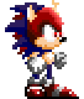 I made my brothers Sonic OC in pixel art. His name is Blitz The Hedgehog