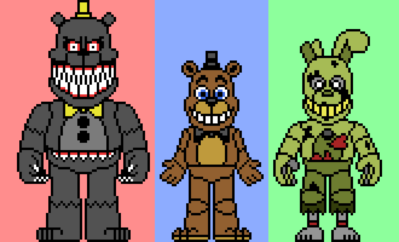 My Cartoon Designs for Nightmare, Freddy, and Springtrap 