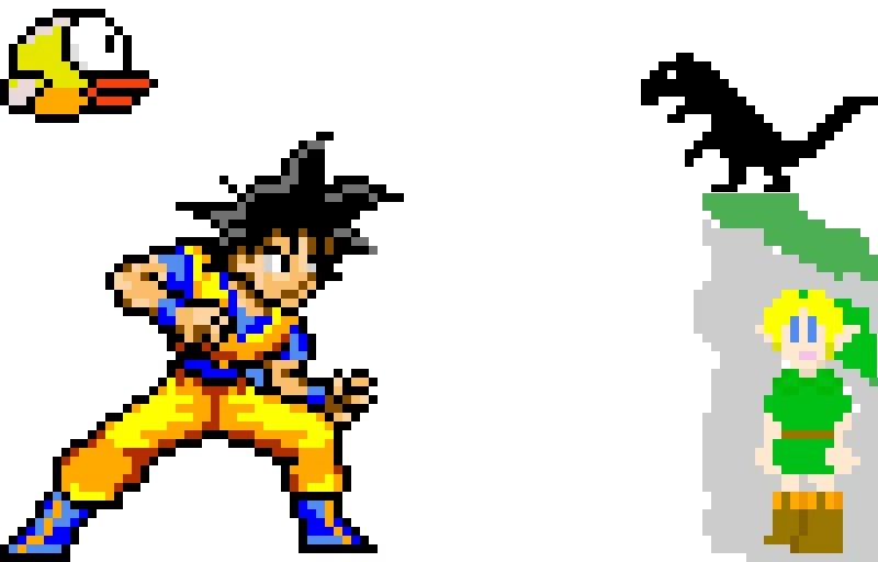 goko and flappy bird vs link and Dino