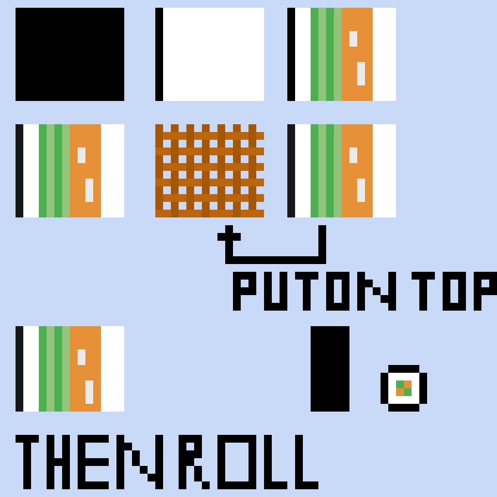 how to make sushi white thing is rice also you can put a plastic wrap on the roller. (idk the name)