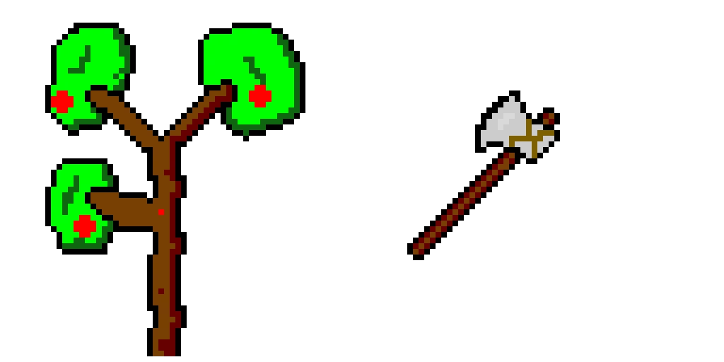 tree and axe (first pixel art)