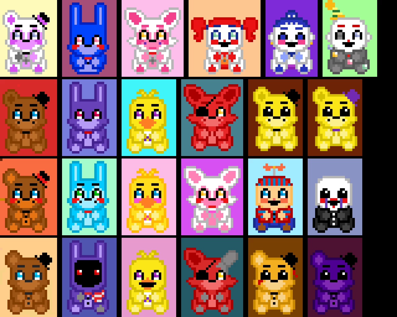 mostly all fnaf plushies i spent a lot of time on this