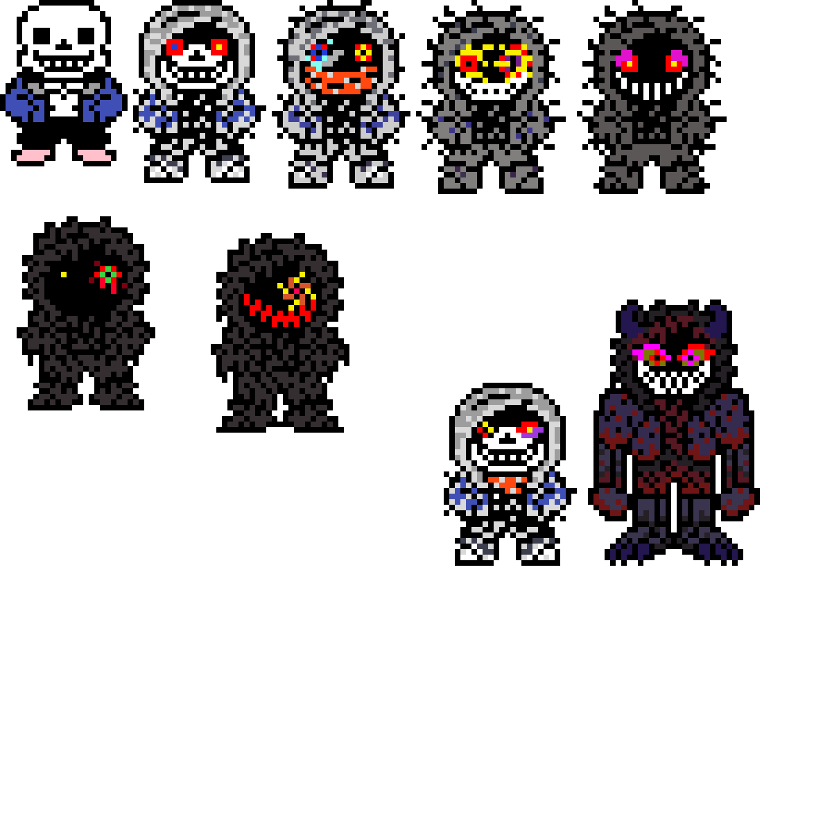 Awsum!DustDust overworld sprite evolution (to scale)