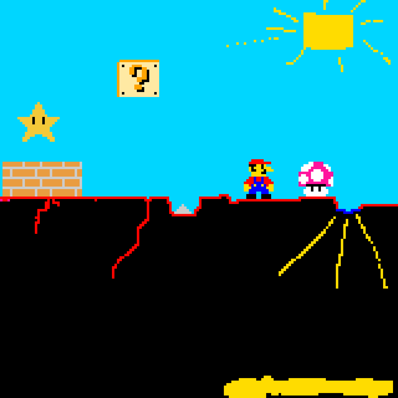 Mario In The Hole Of Darkness