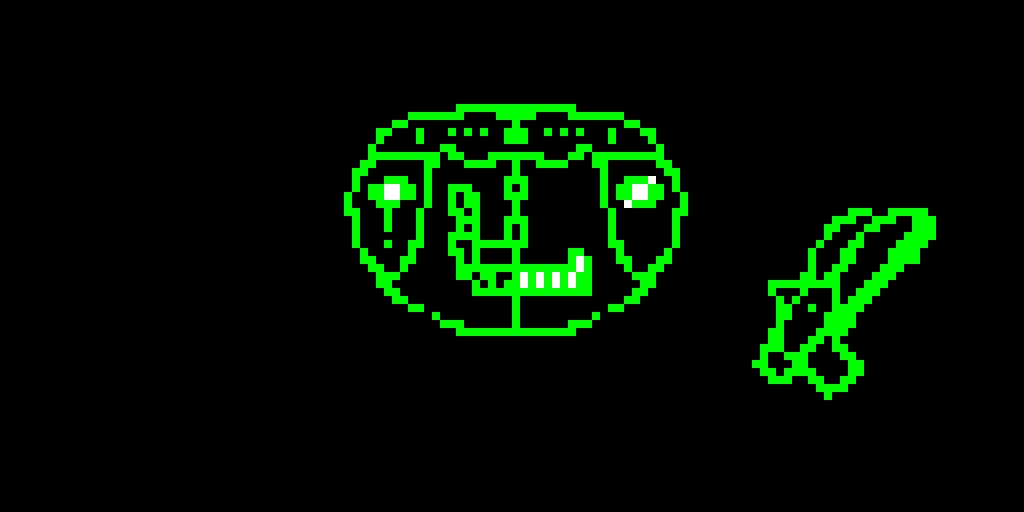 neon green robot with a gun