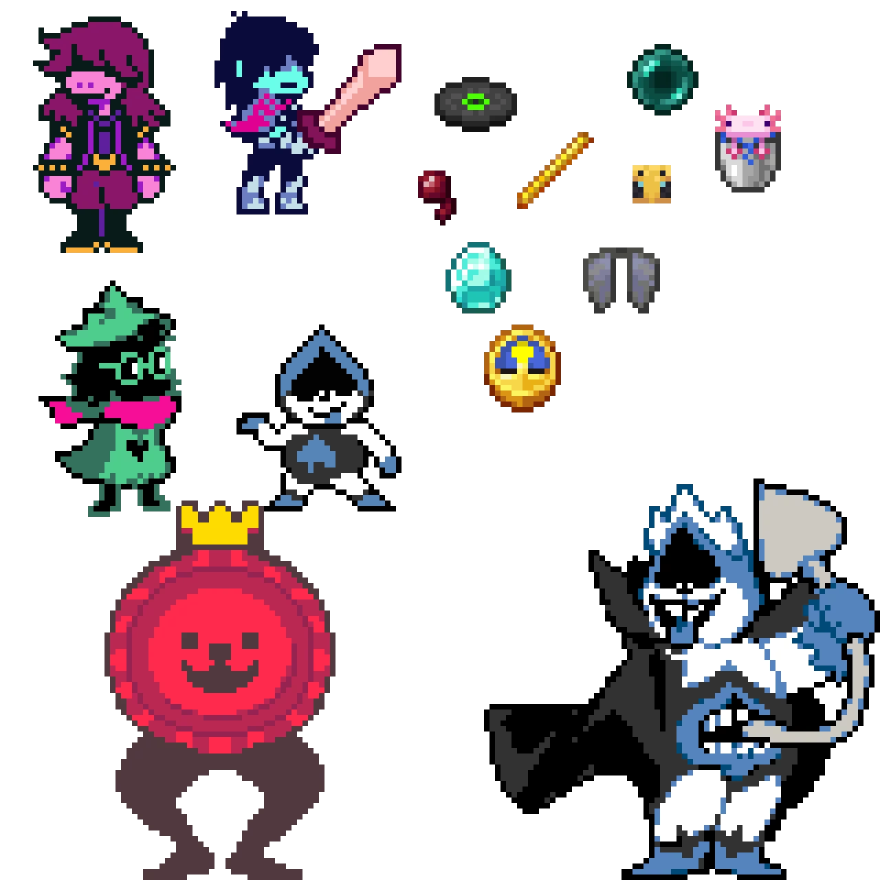 minecraft items and deltarune characters