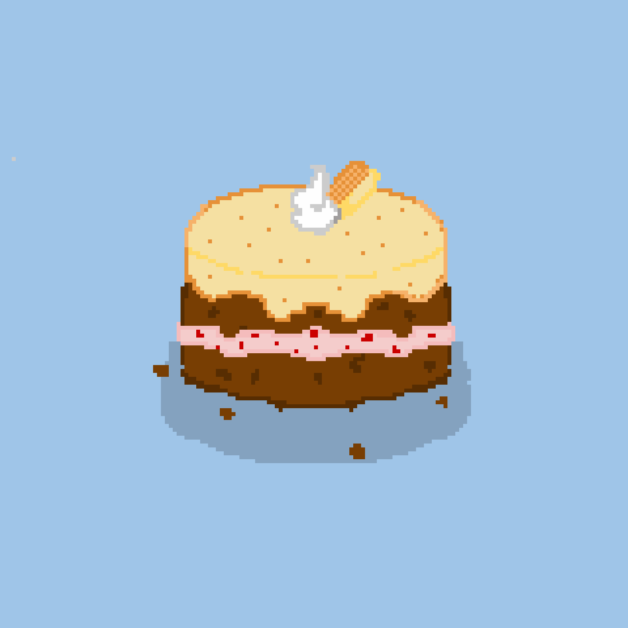 @Snubbie_Fox challenged us to eat le cake, A small bite for pixel art, A giant chomp for pixelkind!