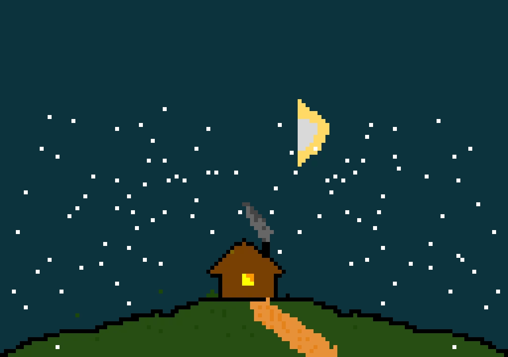 lone cabin on a stary night