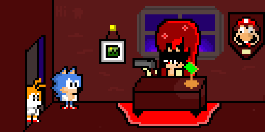 Shadow the Edgeheg sitting in his office (Deluxe Edition)