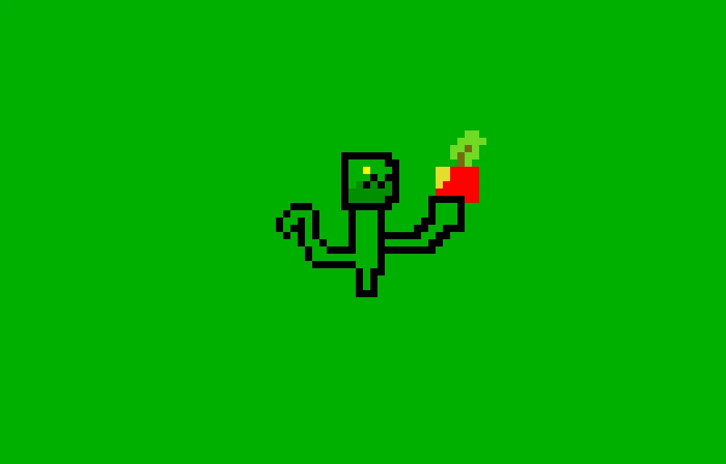 dino pixel with a apple