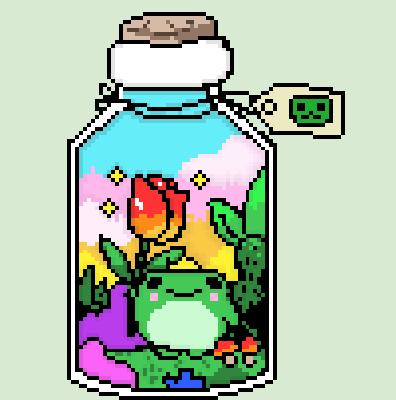 Frog in a bottle - A pattern piece. 