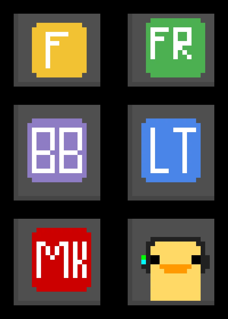 (Monkey frog(yellow) forbidden red(green) Blue_blob (Purple)Littletimmy657(blue) milcerykid(red)