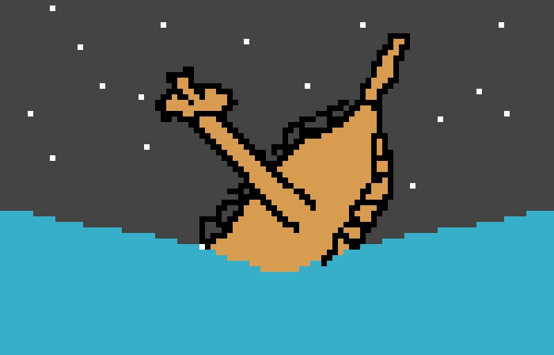 boat sinking at night