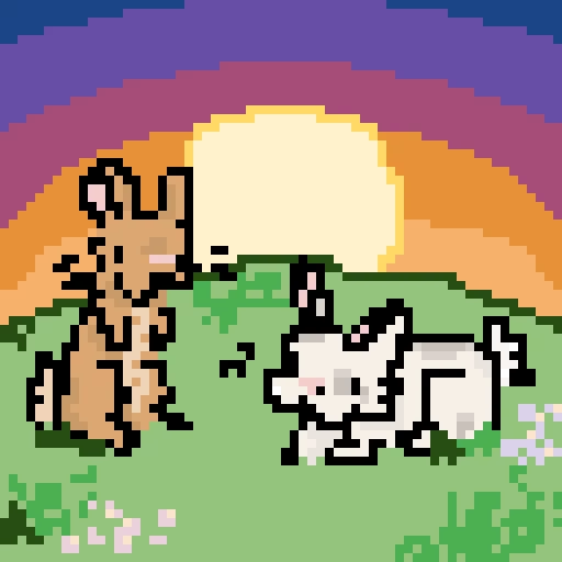 bunnies at a sunset