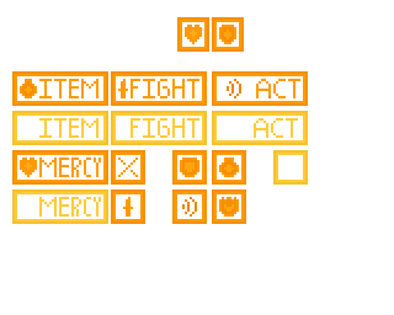 Deltarune and Undertale buttons.