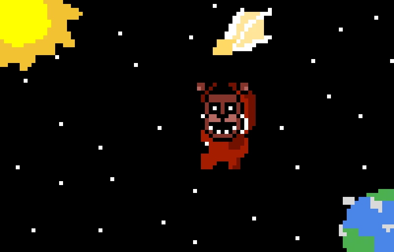 red alien found Freddy mask and drifts thru space I tried to make smth only using models