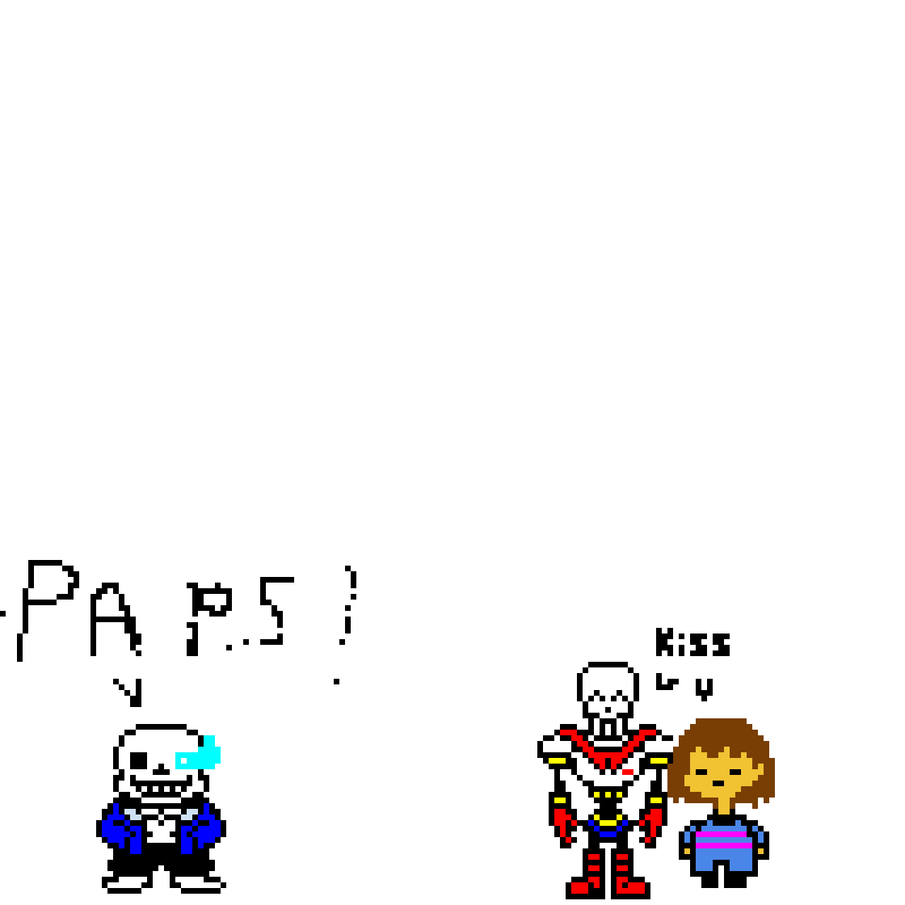 Sans mad at paps and frisk for being together (not my sprites)