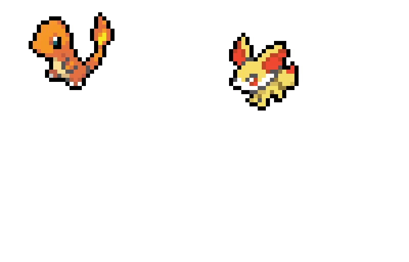 Charmander & Fennekin (first post! also, sorry most of it is blank, wanted something simple)