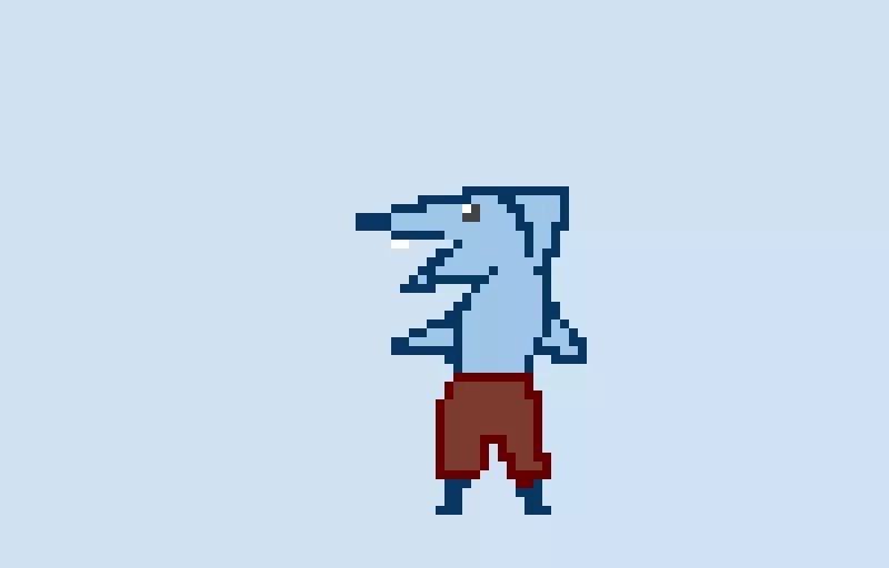 shaking shark with pants