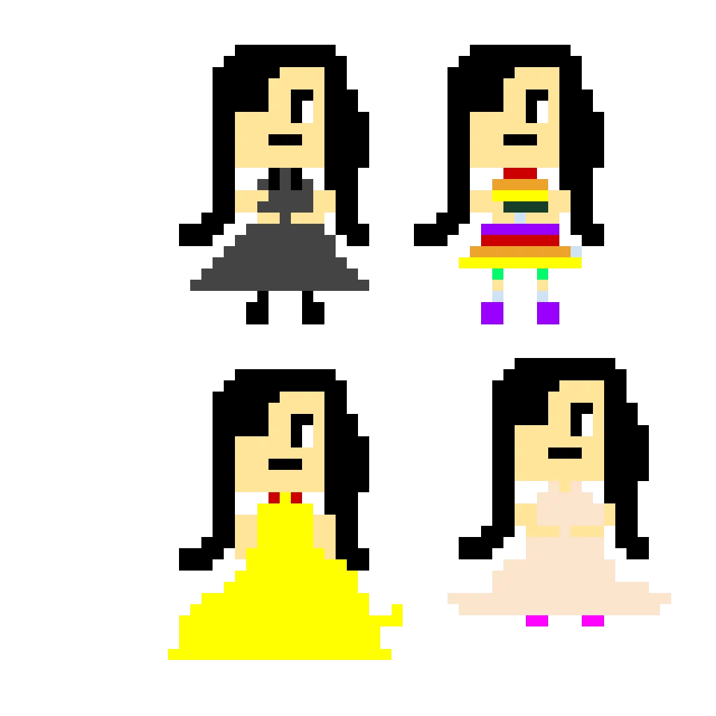 what outfit sould she not wear comment down below what color black rain bow yellow or pink