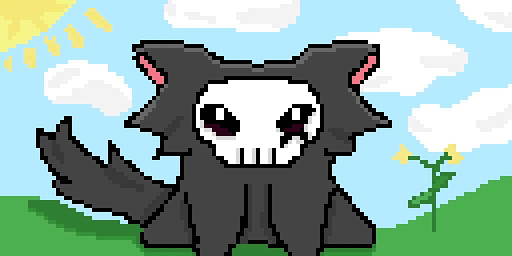 Skull the cat! Art trade with Snubbie_fox