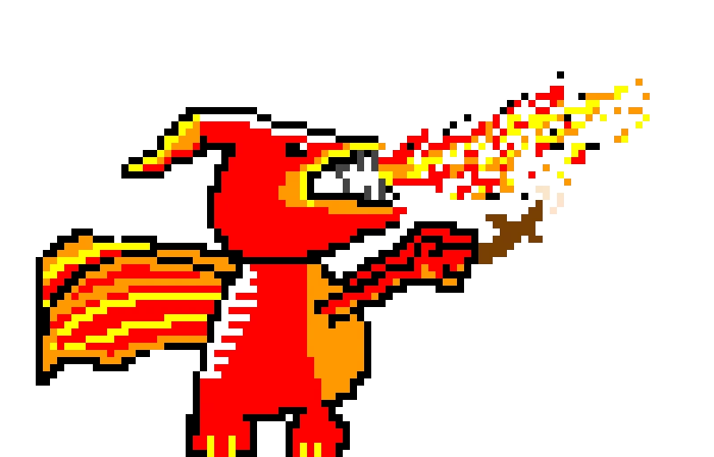 fire dragon roasting a marshmallow