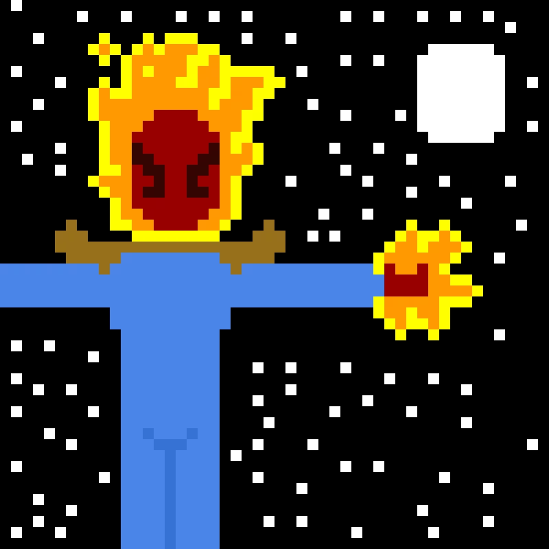 iron fire a human torch based character 2x hotter than the sun suit made out of very heat res thing