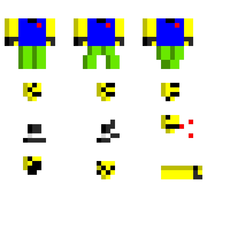 Nubs sprite sheet with bowtie 