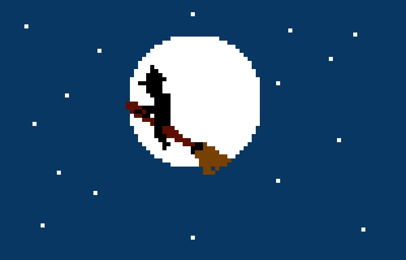 witch flying on a full moon